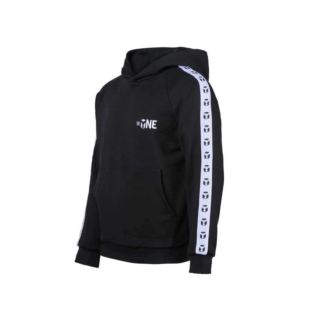THE ONE CO Legacy Tape Hoodie in Jet Black, 390GSM heavyweight French Terry
